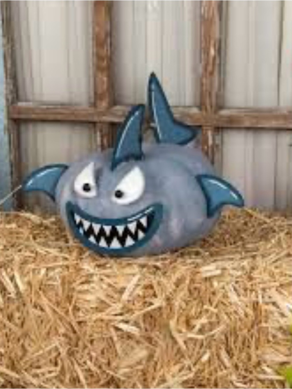 Blue Shark Decorative Halloween Pumpkin pieces - metal sharkey - lot of 2